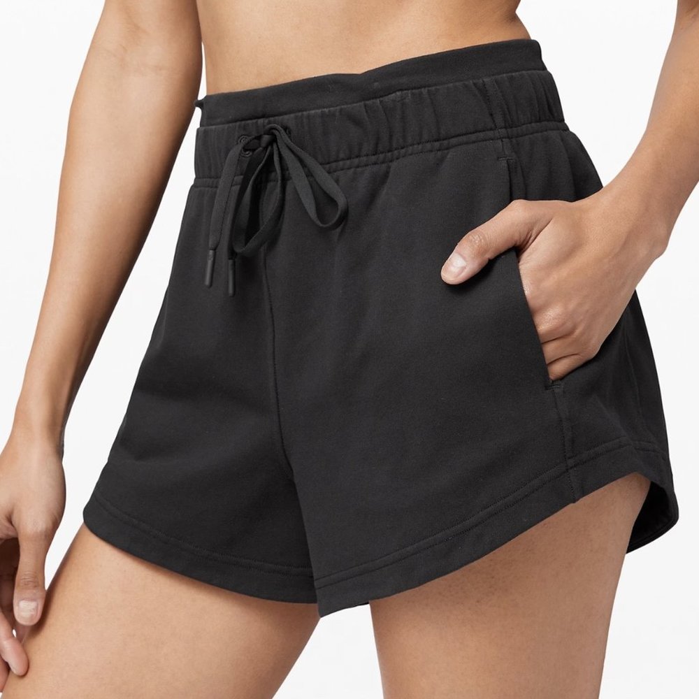 NWT Lululemon Black Inner Glow Terry Shorts size 6